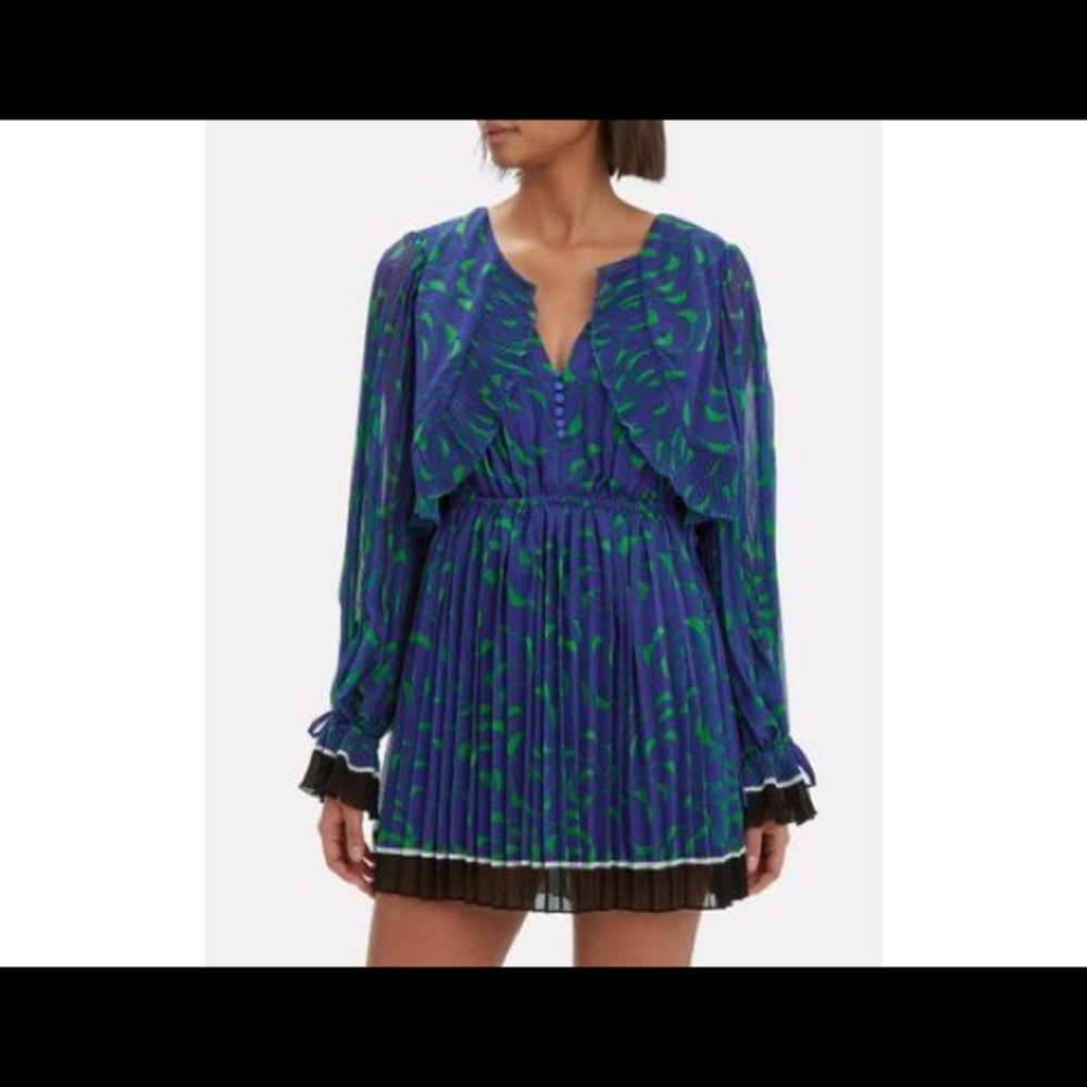 SELF-PORTRAIT CRESCENT CHIFFON PLEATED CAPE DRESS